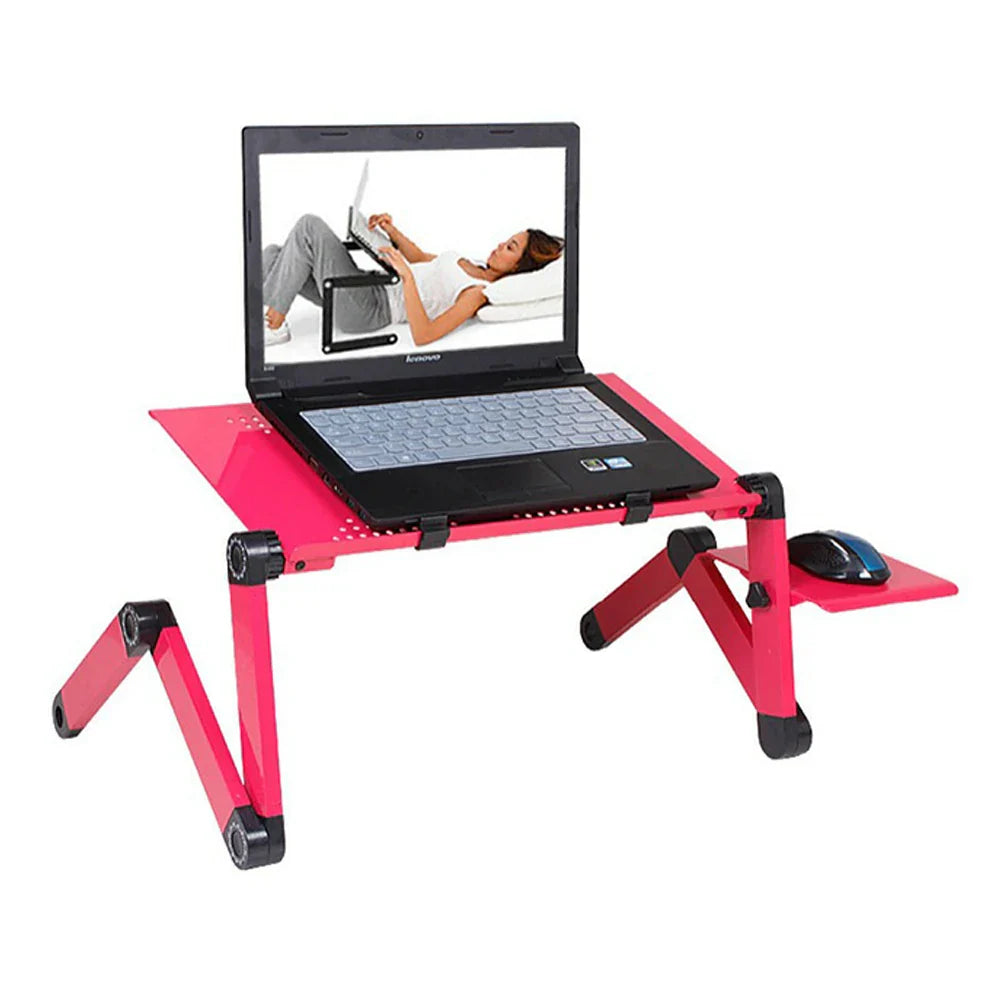 Adjustable Aluminum Laptop Desk Stand - Portable Ergonomic Lapdesk with Mouse Pad for Bed, Sofa, and TV Viewing