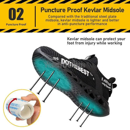Steel Toe Safety Shoes for Men & Women – Lightweight Puncture-Proof Work Sneakers, Unisex Construction Boots