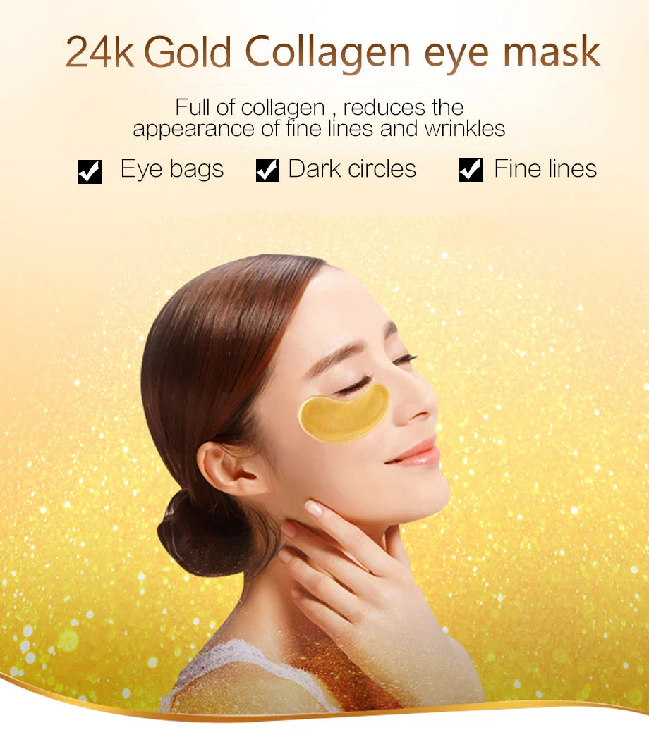 InniCare Crystal Collagen Gold Eye Masks – 50/60/80/100 Pcs Anti-Dark Circle Beauty Patches for Eye Skin Care, Korean Cosmetics