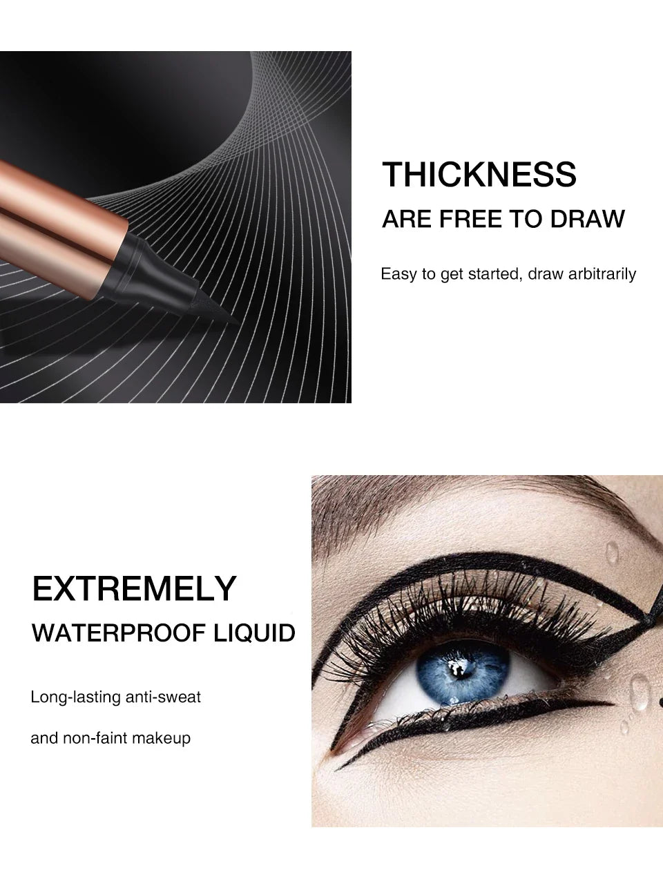 O.TWO.O Black Liquid Eyeliner Pen – Double-Ended Waterproof Fast-Dry Eye Liner for Women