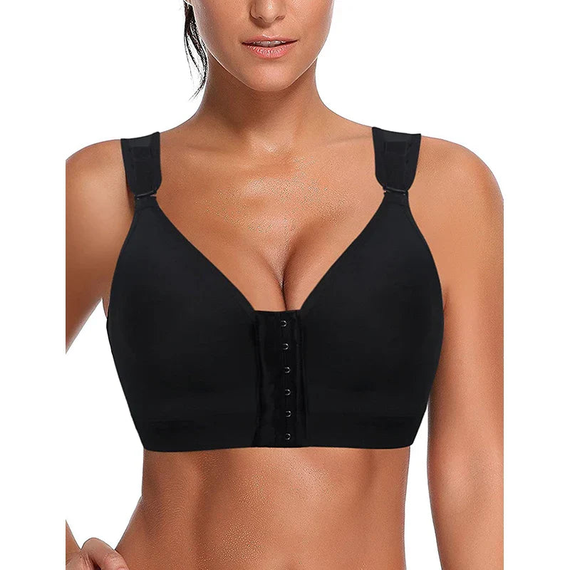 Burvogue Women’s Seamless Padded Push-Up Bra – Front Closure, Adjustable Sports & Post-Surgery Underwear