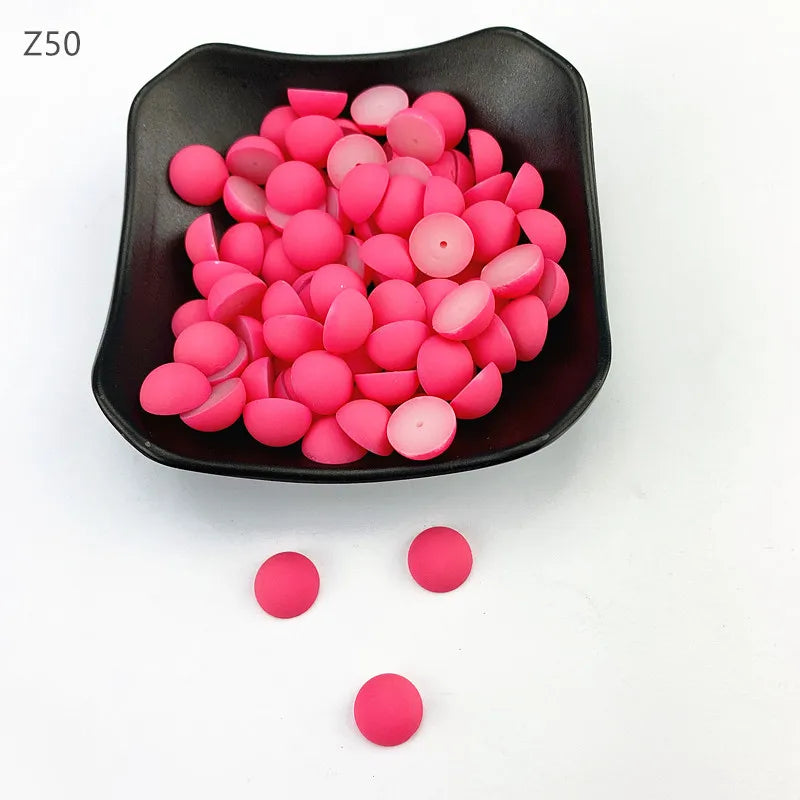 ABS Flat Half Round Beads - 6mm & 10mm Matte Plastic Beads for Clothing Accessories