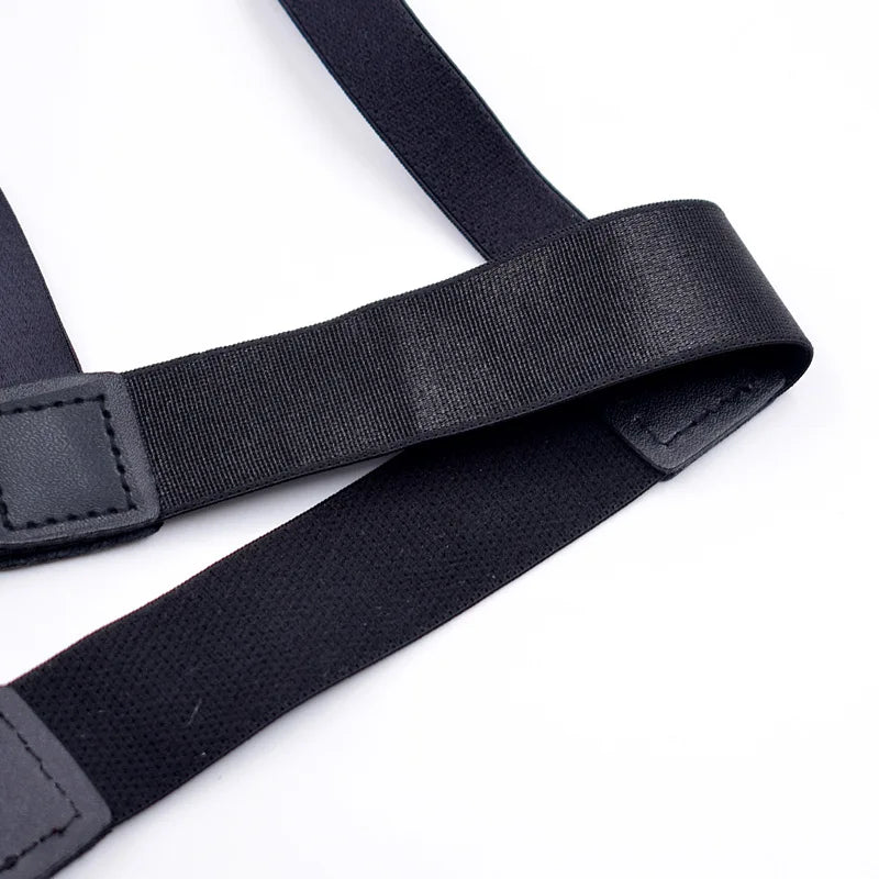 Men's Adjustable Elastic Shirt Stays - Shirt Tuckers Garters with Non-Slip Locking Clamps for Police, Military in Black
