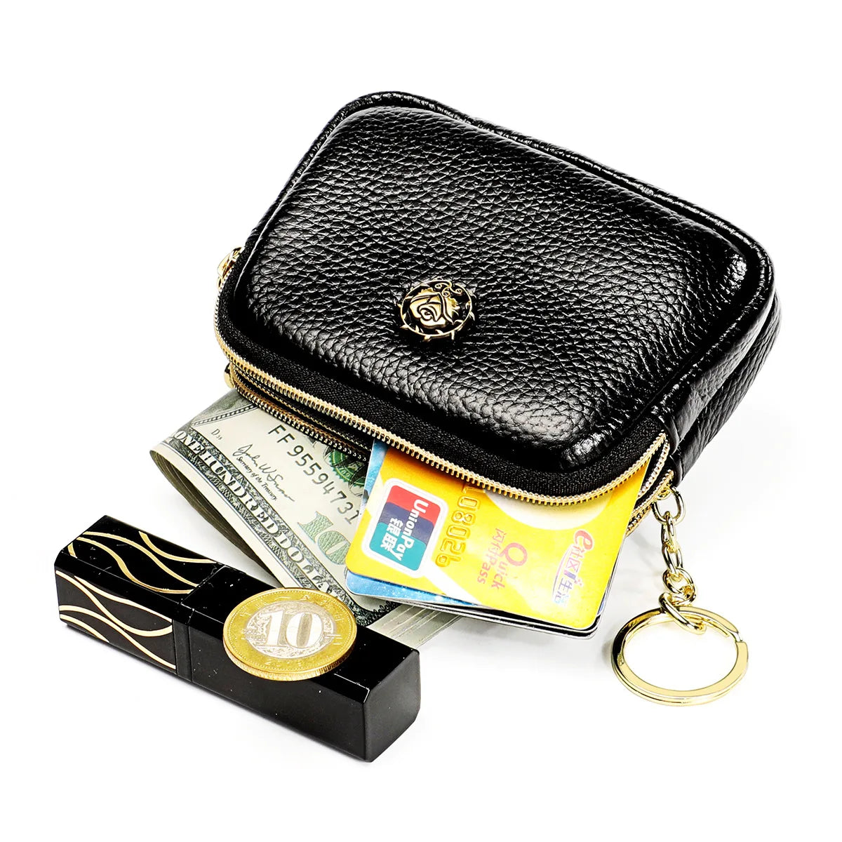 Senorita Genuine Leather Women’s Coin Purse – Double Zipper Small Wallet