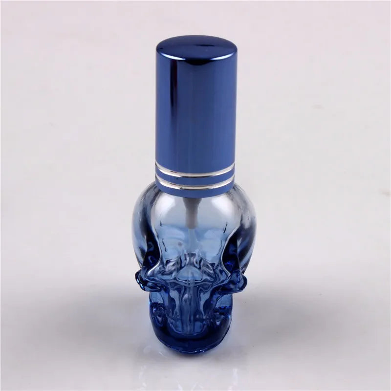 8ml Skull-Shaped Glass Perfume Bottle – Refillable Mini Travel Spray for Personal Fragrance