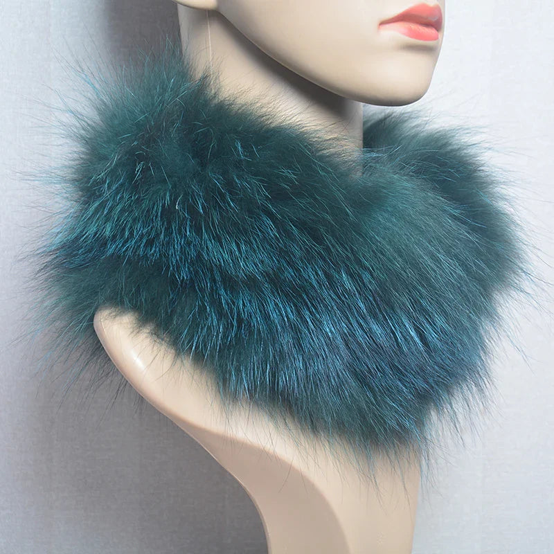 2025 Real Fox Fur Scarf and Headband – Luxury Winter Neck Warmer for Women, 100% Natural Fur, Elastic Ring Muffler