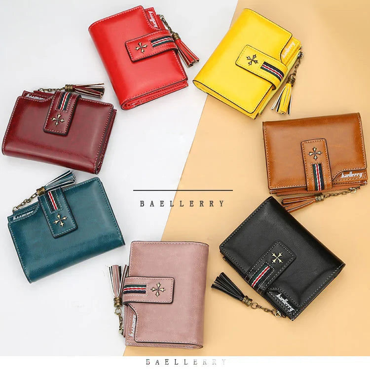 Fashion Small Leather Wallet for Women — Stylish Zipper & Hasp Card Holder, High-Quality Short Credit Card Purse