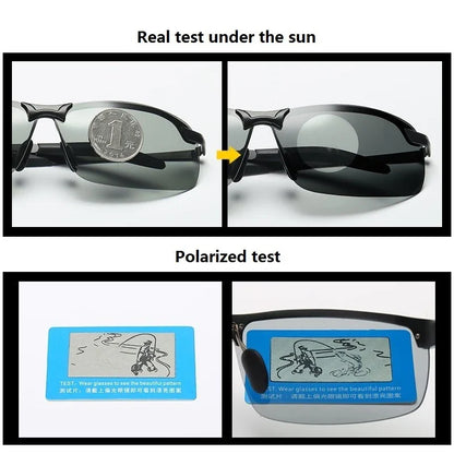 Photochromic Polarized Sunglasses for Men – Color-Changing Driving Glasses for Day & Night Vision