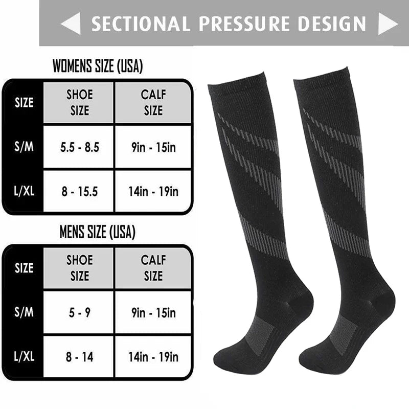 Compression Socks for Varicose Veins, Diabetics, and Sports – Nursing, Cycling, Running, Hiking Gift for Men
