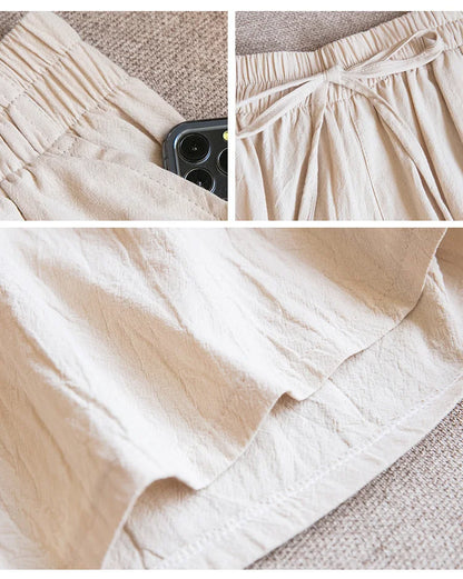 2024 Women’s High Waist Cotton Summer Shorts with Pockets – Casual Loose Fit Soft Cool Shorts for Girls