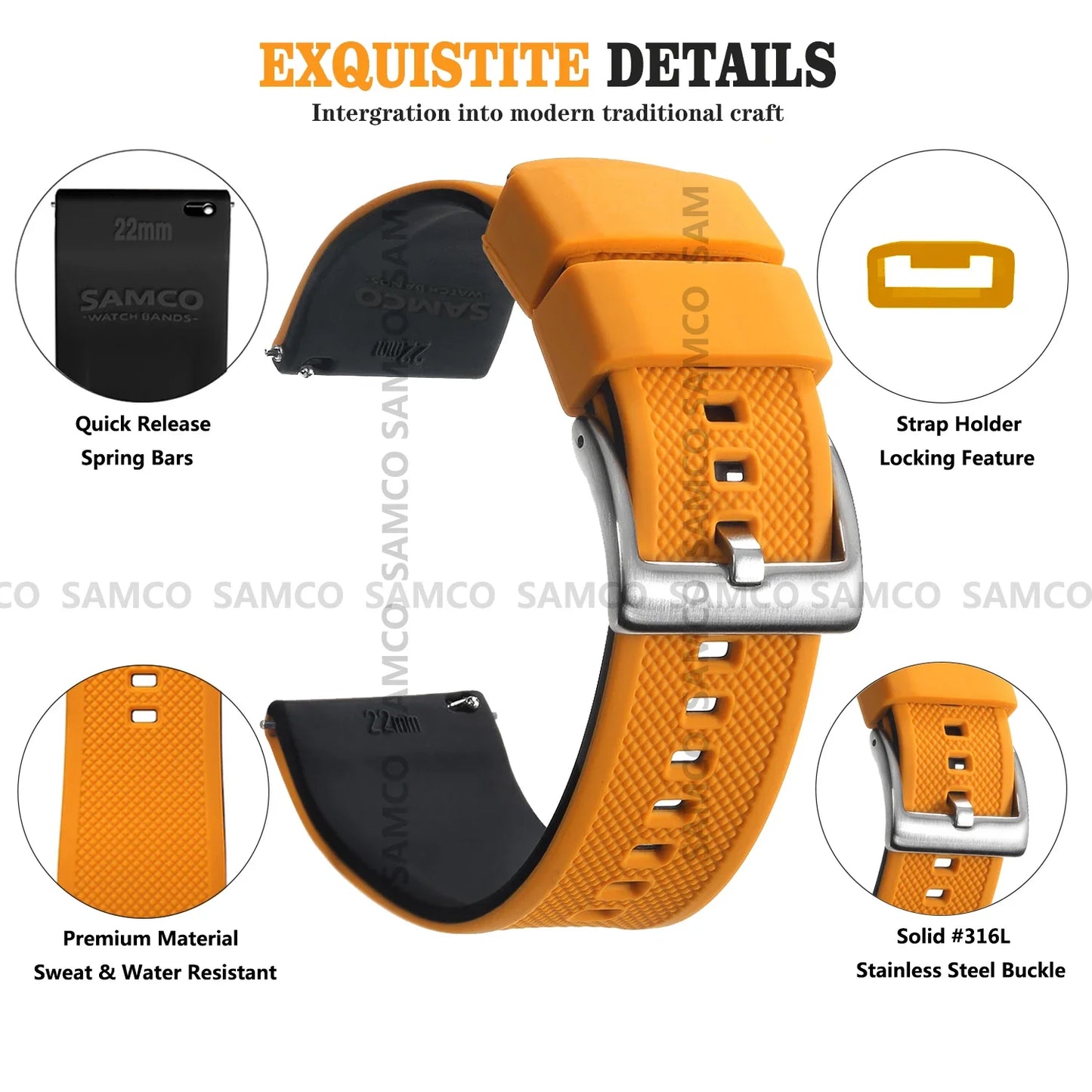 Premium Silicone Watch Band – Quick Release Rubber Strap, 18mm 20mm 22mm Replacement Watchband