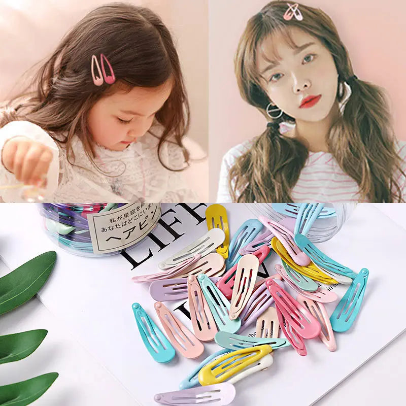 Girls’ Colorful Waterdrop Hairpins — 10/20/30/40PCS Cute Hair Clips & Barrettes Fashion Accessories for Kids