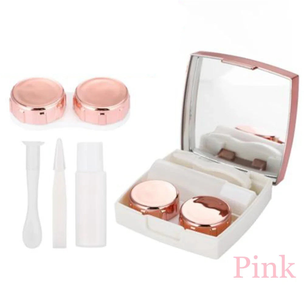 Square Contact Lens Case – Portable Travel Lens Storage & Soaking Box Holder, Solid Color Fashion Eyewear Accessory Container