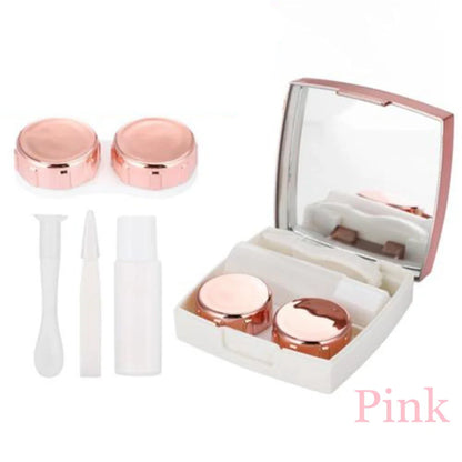 Square Contact Lens Case – Portable Travel Lens Storage & Soaking Box Holder, Solid Color Fashion Eyewear Accessory Container