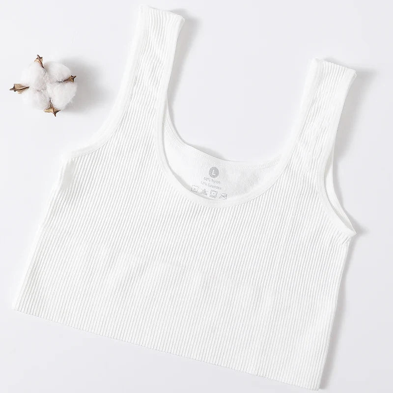 Women’s Seamless Ribbed Tank Top - High-Elastic Sleeveless Crop Camisole, O-Neck Everyday Sportswear M-XL