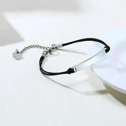 Elegant Personalized ID Bar Bracelet – 5mm Stainless Steel Link Chain for Women with Custom Name or Quote