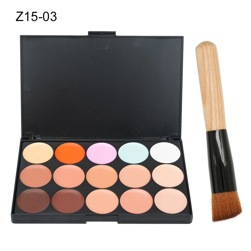 15-Color Professional Concealer & Contour Palette – Full Coverage Camouflage Cream Foundation Makeup Kit