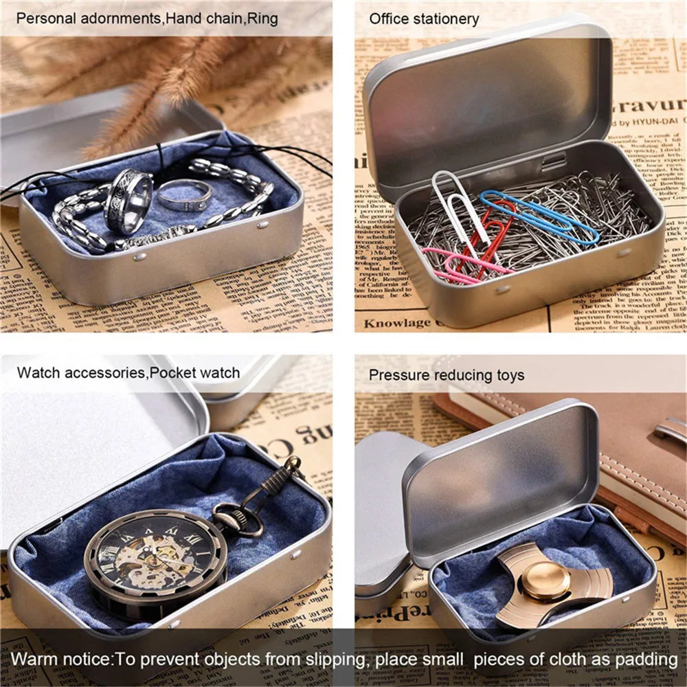 Square Silver Tin Storage Boxes – Small Metal Box for Jewelry, Keys, Coins & Wedding Candy
