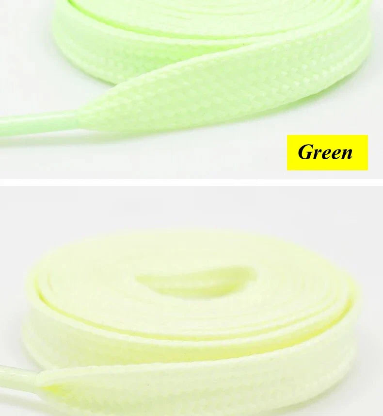Luminous Flat Shoelaces - Glow in the Dark Fluorescent Sneaker & Canvas Shoe Laces, 80/100/120/140cm
