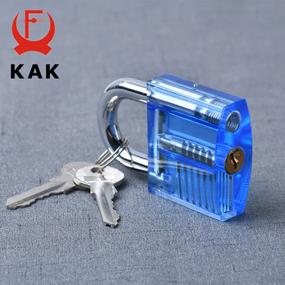 KAK Transparent Practice Lock Set - Cutaway Padlock Training Kit with Key Extractor Locksmith Tools