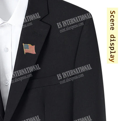 America USA Flag Lapel Pin – Crystal Epoxy Metal Enamel Badge, Paint Brooch Souvenir for Suit or Commemorative Gift