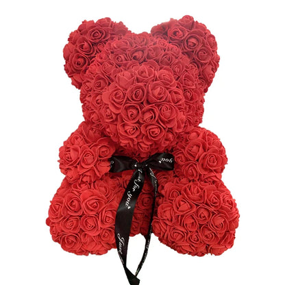 2024 40cm Rose Bear – Heart-Shaped Artificial Flower Teddy Bear for Valentine’s, Wedding, Birthday & Christmas Gifts