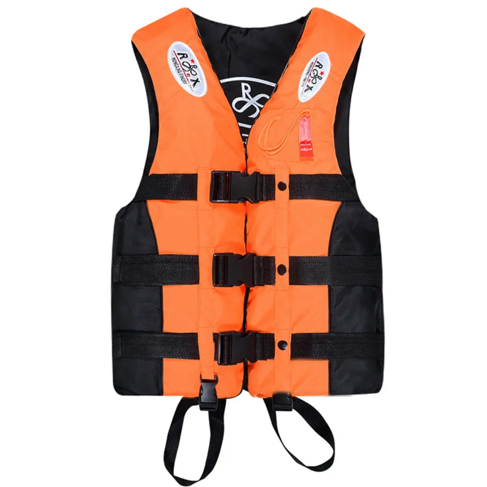 S-XXXL Swimming & Boating Life Jacket - Polyester Skiing Vest, Survival Suit for Adults & Children with Whistle, Outdoor Safety Gear