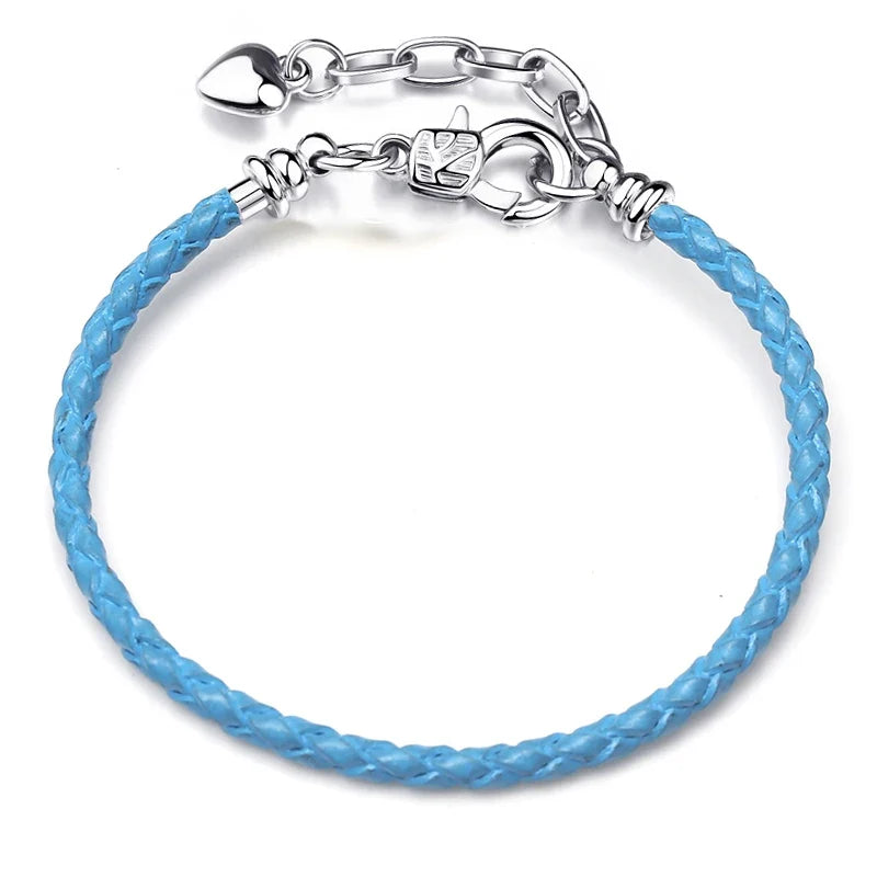 BAOPON 9-Color Leather Charm Bracelet - DIY Chain Jewelry Gift for Women & Girls