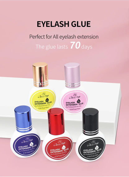 GLAMLASH Eyelash Extension Glue — Black Adhesive Kit for Individual False Lashes, 0.3–2 Sec Dry Time, Professional Use