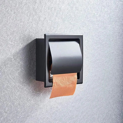 Onyzpily Bathroom Toilet Paper Holder | Chrome Finish Stainless Steel Tissue Box Holder, Wall Mounted, Black & Chrome