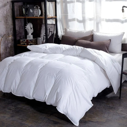 100% Goose Down Duvet – Quilted Cotton Comforter, Warm Winter Blanket with Solid Color Design