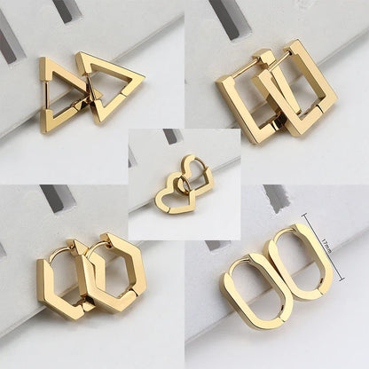 MEYRROYU Stainless Steel Mini Hoop Earrings – 3 Color Geometric Jewelry for Women & Men