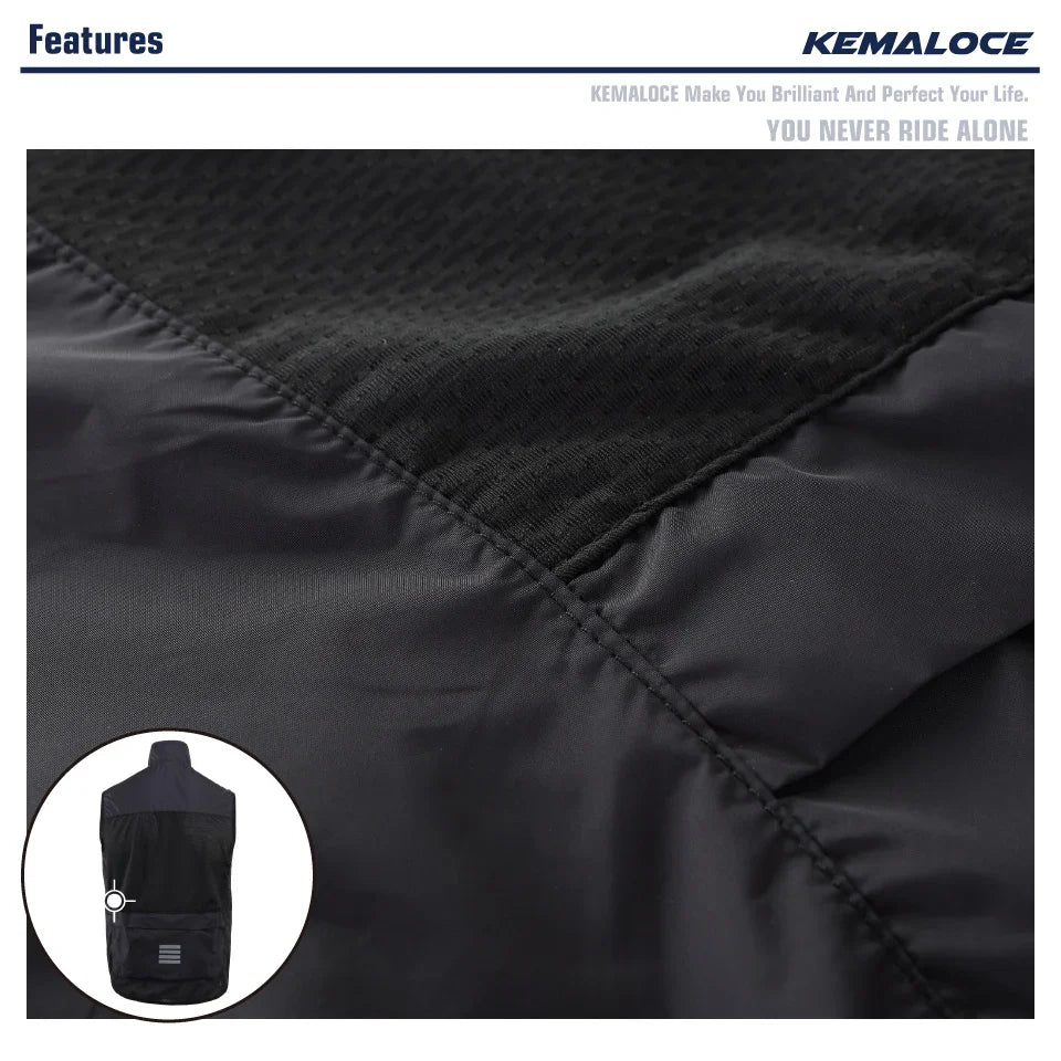KEMALOCE 2023 Cycling Vest - Navy Blue Windproof Sleeveless Bicycle Gilet, Lightweight MTB Sports Wind Vest for Men
