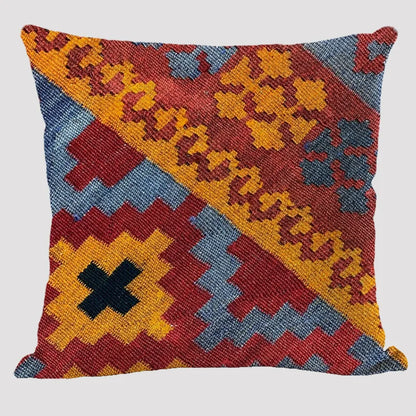 Bohemian Linen Cushion Cover – Multicolor Ethnic Geometric Pattern Decorative Pillow for Living Room Sofa