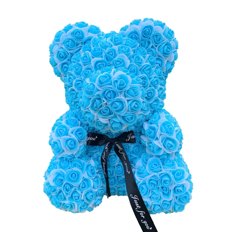 2024 40cm Rose Bear – Heart-Shaped Artificial Flower Teddy Bear for Valentine’s, Wedding, Birthday & Christmas Gifts