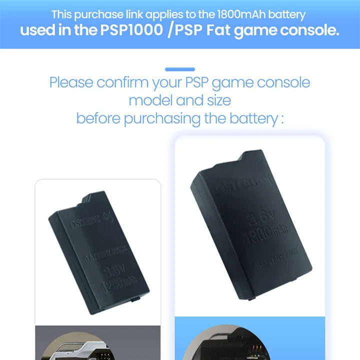 OSTENT 1800mAh & 2200mAh 3.6V Lithium-Ion Replacement Battery for Sony PSP 1000 / PSP-110