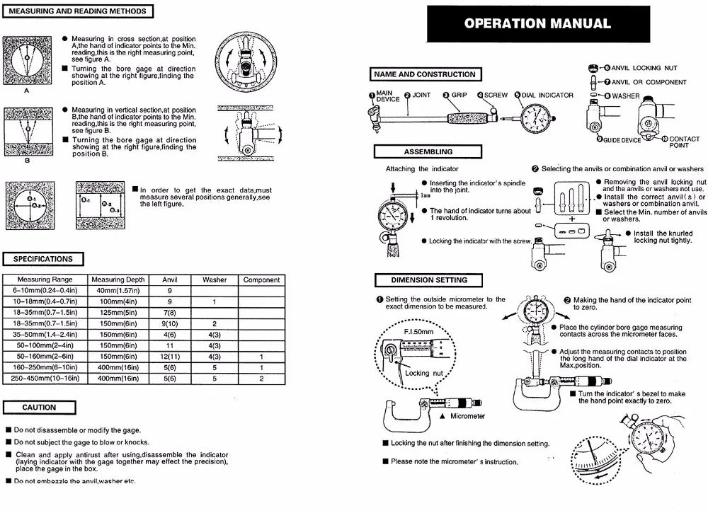 2" - 6" Dial Bore Indicator Gauge | 0.001" Deep Engine Hole Measurement, 50-160mm, 0.01mm Precision