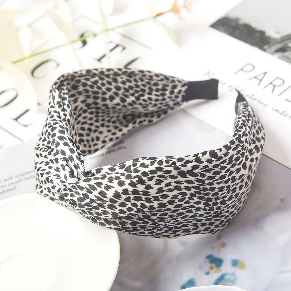Fashion Leopard Print Headband — Wide Cross Elastic Bow Hairband for Women & Girls Hair Accessories