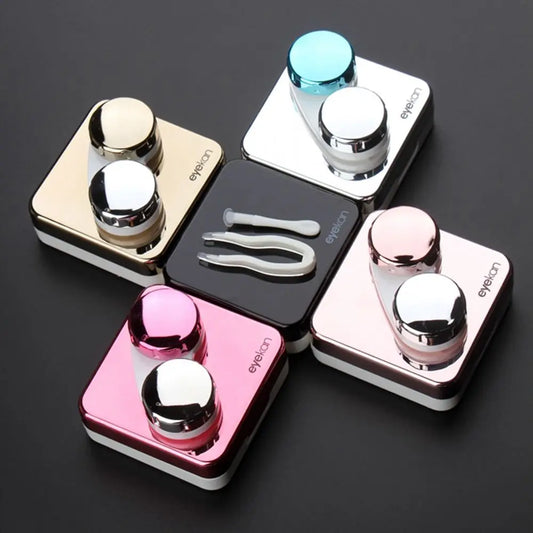 Square Contact Lens Case – Portable Travel Lens Storage & Soaking Box Holder, Solid Color Fashion Eyewear Accessory Container