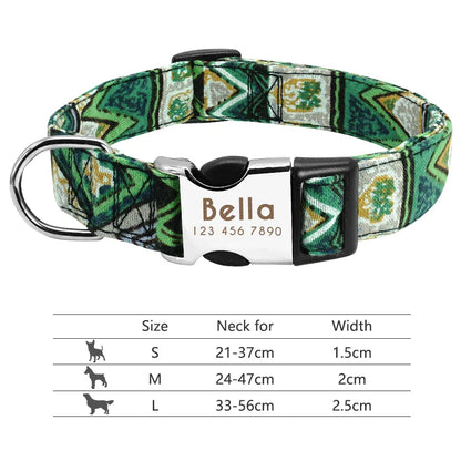 Adjustable Nylon Dog & Cat Collar – Personalized ID Collar with Engraved Name Buckle, Anti-Lost for Small, Medium & Large Pets