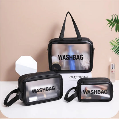 Portable Travel Wash Bag for Women: Transparent Waterproof Makeup Storage Pouch - Large Capacity Cosmetic Organizer Beauty Case