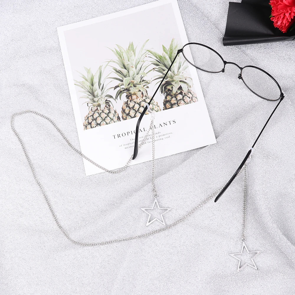 Women's Eyeglass Chain - Hollow Star & Pearl Beaded Lanyard for Sunglasses & Reading Glasses