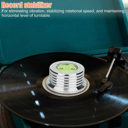 60Hz LP Record Stabilizer — Universal Aluminum Turntable Clamp with Level Alloy Weight