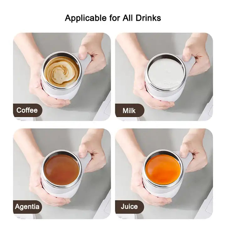 NEW!!! Stainless Steel Self-Stirring Coffee Cup with Custom Logo - Battery or Rechargeable