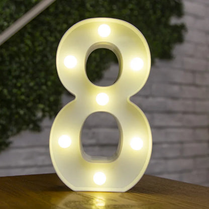 Alphabet & Number LED Lamp Night Light – Warm Battery-Powered Luminous Letter Light for Home, Wedding, Birthday & Party Decoration