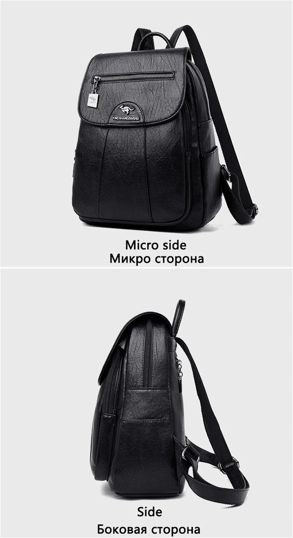 Women's Backpack 2022 - High-Quality Soft Leather, Large Capacity, Leisure Travel & School Bag for Teenage Girls - Black Mochila