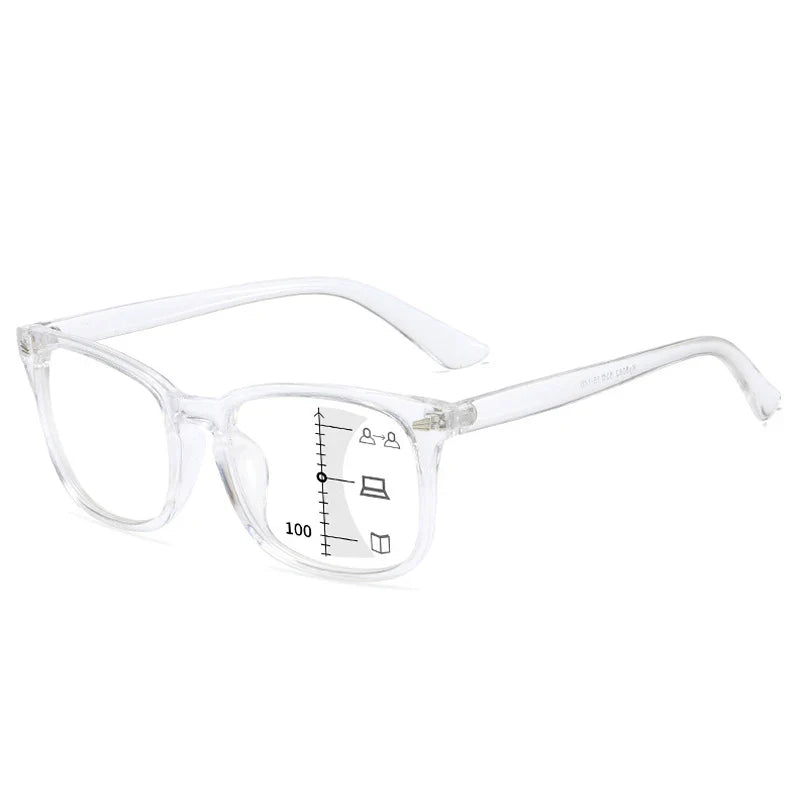 CRIXALIS Square Multifocal Progressive Reading Glasses Anti-Glare UV400 Fashion Computer Eyewear for Men & Women with Diopter Support
