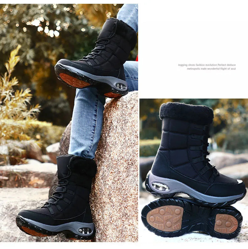 Women’s Waterproof Winter Snow Boots – Warm Plush Fur, Non-Slip Outdoor Platform Ankle Boots