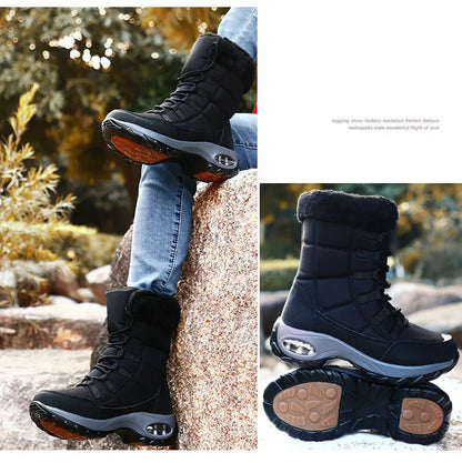 Women’s Waterproof Winter Snow Boots – Warm Plush Fur, Non-Slip Outdoor Platform Ankle Boots