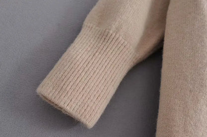 Women’s Solid Color Loose Thick Warm Sweater Cardigan – V Neck Knitted Coat with Pockets, Casual Spring/Autumn Tops C-124